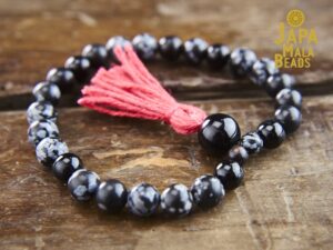 Snowflake Obsidian Bracelet mantra beads