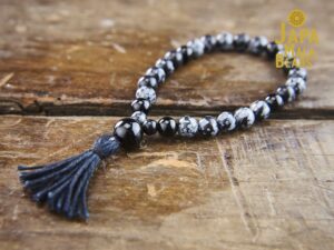 Snowflake Obsidian wrist mala beads