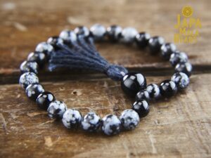 Snowflake Obsidian Bracelet mala beads