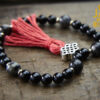 Black Tourmaline and Silver Leaf Jasper Mala