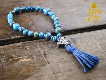 Blue Crazy Lace Agate and Silver Mala