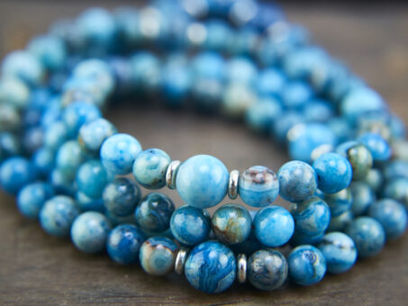 Blue Crazy Lace Agate Mala Beads