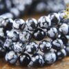 Snowflake Obsidian & Black Onyx Necklace Mala beads