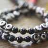 Dzi and Black Agate Mala Beads