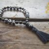 Dzi and Black Agate Wrist Mala