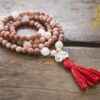 Pink Lepidolite and Aventurine Necklace Mala
