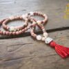Pink Lepidolite and Aventurine Necklace prayer beads