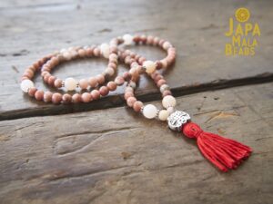 Pink Lepidolite and Aventurine Necklace prayer beads