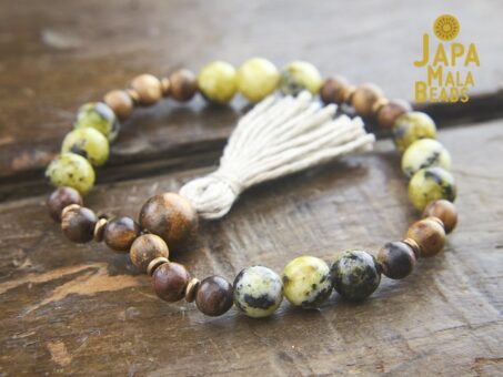 Qinan Sandalwood Yellow Turquoise Mala Beads