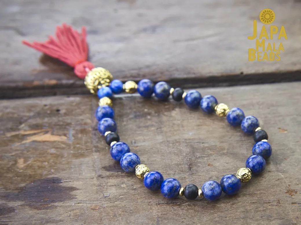 Lapis Lazuli and Ebony Wrist Mala