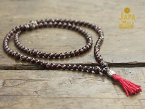 Garnet, Pyrite and Silver Necklace Prayer Beads