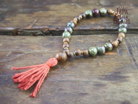Dragon Blood Jasper and Padauk Wrist Mala