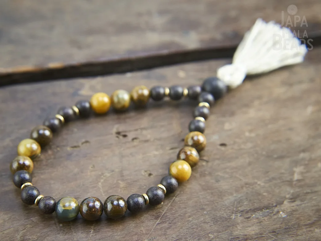 Golden Pietersite and Ebony Wrist Mala