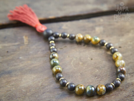 Golden Pietersite and Ebony Wrist Mala