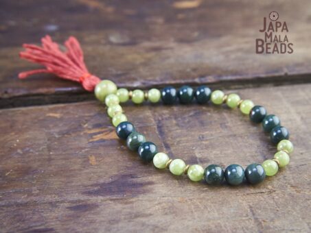 Green Garnet and Moss Agate Hand Mala