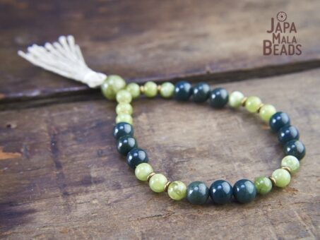 Green Garnet and Moss Agate Bracelet Mala