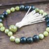 Green Garnet and Moss Agate Mala