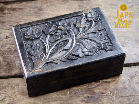 Dark Floral Carved Mala Box
