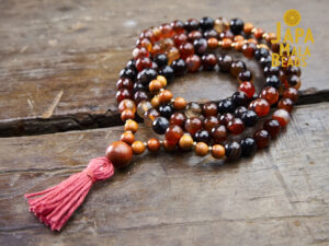 Red Agate and Sibucao Wood Full Mala | Japa Mala Beads