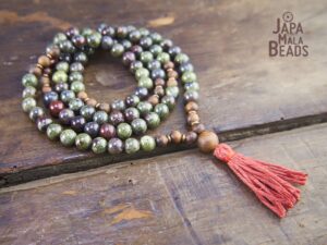 Indian Rose Wood Brown Ethnic Rosary Japa Mala Prayer 3-5MM 28 Beads JM4B 