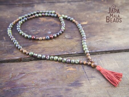 Dragon Blood Jasper and Padauk 108 Bead Mala