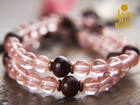 Cherry Quartz and Rosewood Bracelet Mala