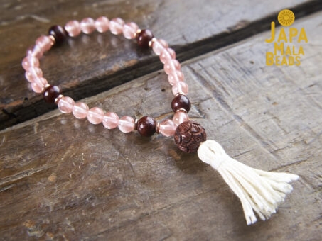 Cherry Quartz and Rosewood Bracelet Mala