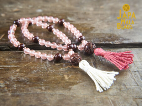 Cherry Quartz and Rosewood Bracelet Mala