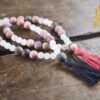 Frosted Rose Quartz and Rhodonite Bracelet Mala