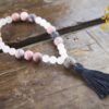 Frosted Rose Quartz and Rhodonite Bracelet Mala