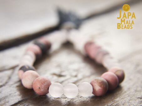 Frosted Rose Quartz and Rhodonite Bracelet Mala