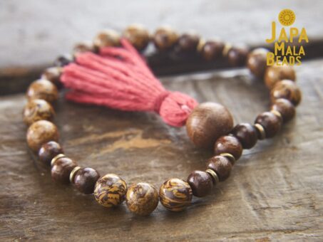 Elephant Skin Jasper and Taxus Wood Bracelet Mala