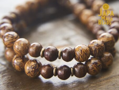 Elephant Skin Jasper and Taxus Wood Mala Beads
