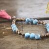 Matte Blue Zebra Jasper and Tigerskin Sandalwood Wrist Mala
