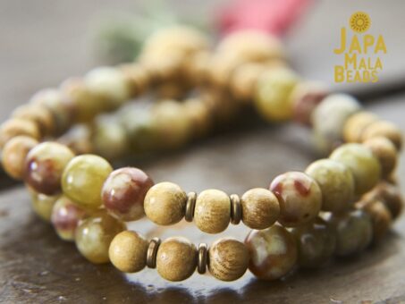 Red Serpentine and Jackfruit Wood Mala Beads