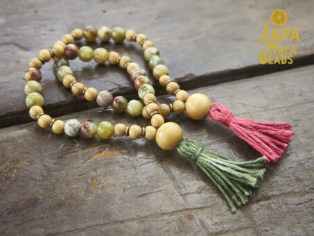 Red Serpentine and Jackfruit Wood Malas