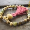 Red Serpentine and Jackfruit Wood Wrist Mala