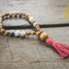 Crazy Lace Agate and Golden Sandalwood Wrist Mala