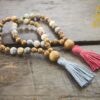 Crazy Lace Agate and Golden Sandalwood Wrist Malas