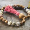 Crazy Lace Agate and Golden Sandalwood Wrist Mala