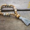 Crazy Lace Agate and Golden Sandalwood Wrist Mala