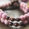 Rhodonite and Rosewood Mala Beads