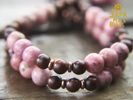 Rhodonite and Rosewood Mala Beads