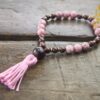 Rhodonite and Rosewood Wrist Mala