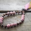 Rhodonite and Rosewood Wrist Mala
