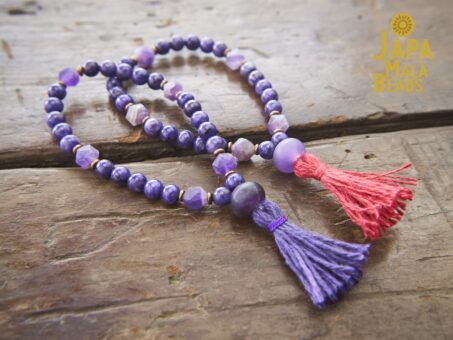 Charoite and Amethyst Bracelet Mala beads