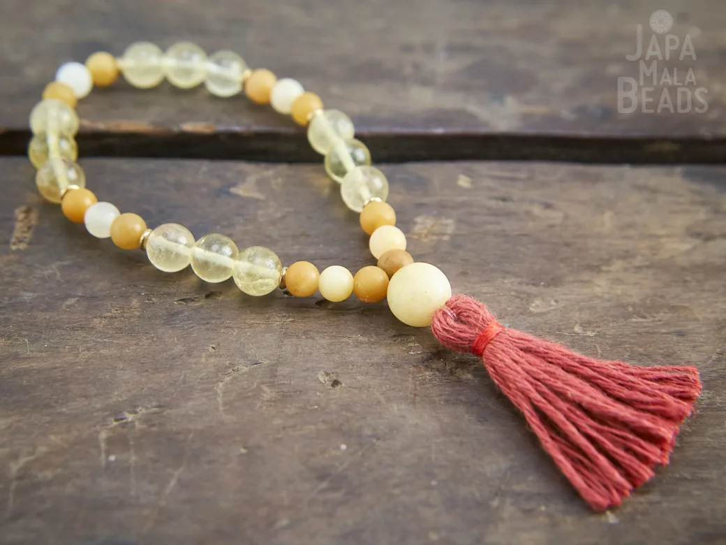 Topaz and Yellow Fluorite Wrist Mala