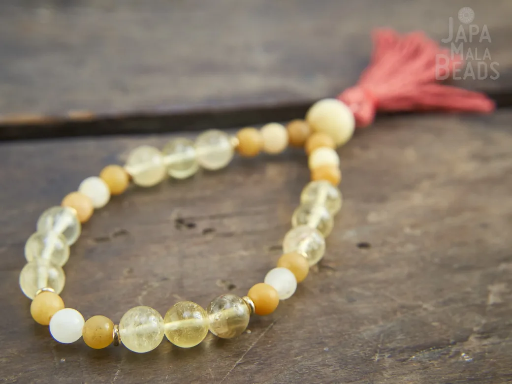 Topaz and Yellow Fluorite Wrist Mala
