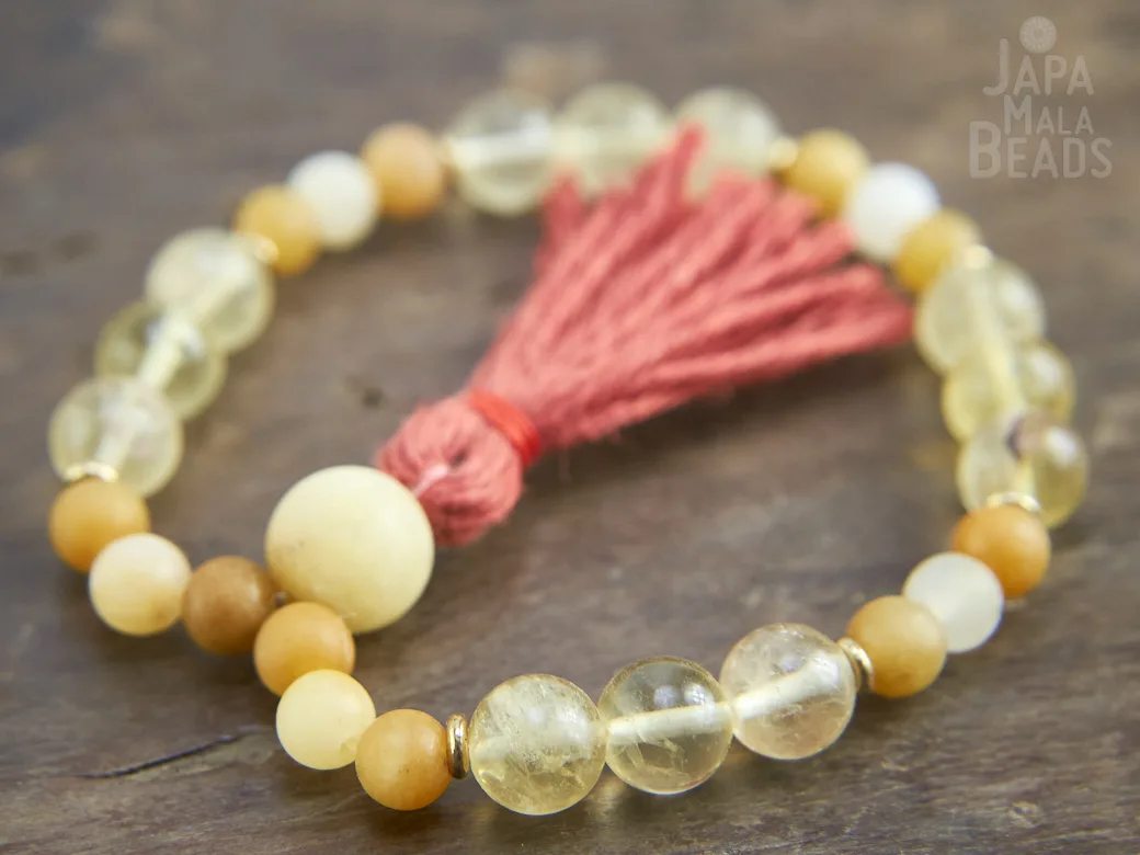 Topaz and Yellow Fluorite Bracelet Mala