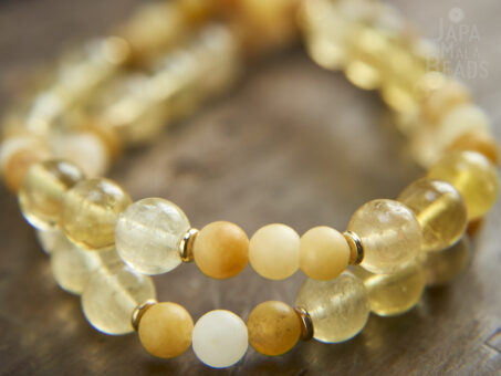 Topaz and Yellow Fluorite Mala Beads